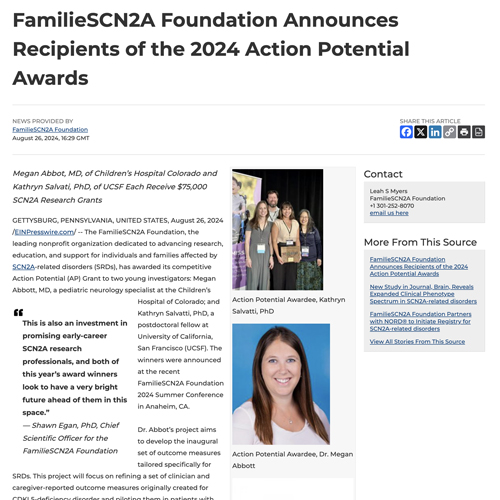 FamilieSCN2A Press Release